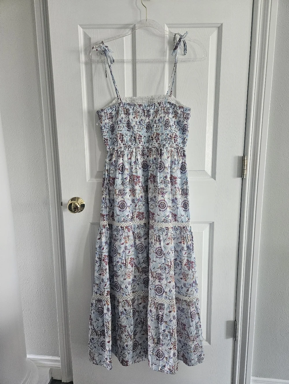 NWOT Target X Roller Rabbit Sketched Floral Tiered Maxi Dress With Tie Straps